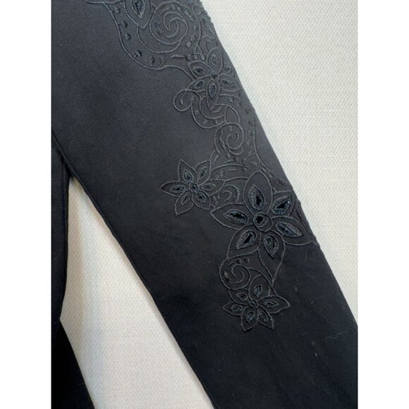 Susan Graver Style Womens Embroidered Blazer Jacket Denim Sz L Black Long Sleeve - Picture 5 of 11